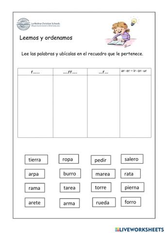 Ordenamos palabras y oraciones