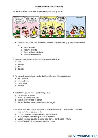 Discurso direto e indireto