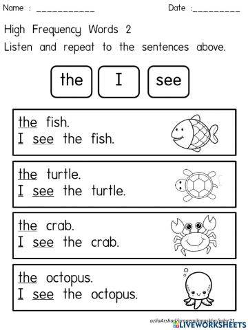 High frequency words 1