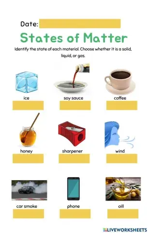 States of Matter Worksheet