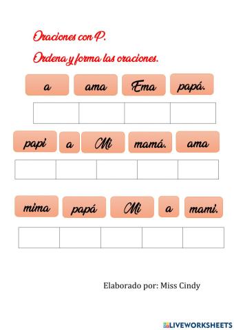 Oraciones con p y m