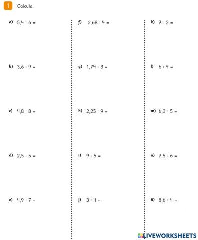 División de decimales
