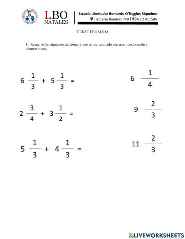 Sumas de fracciones con numeros mixtos