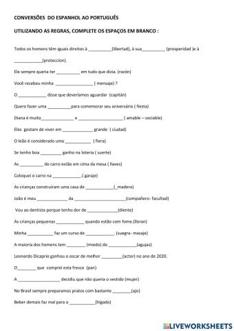 A conversão das palavras ES a PT