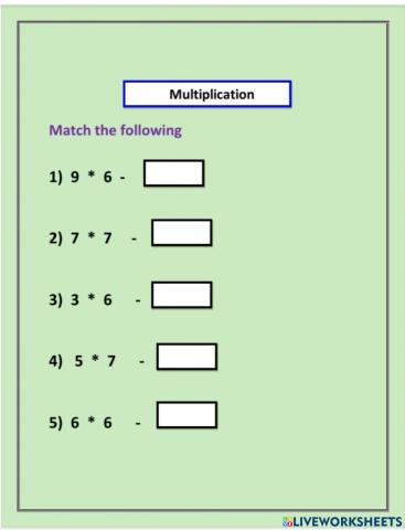 Multiplication table 6 and 7