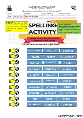 Spelling activity