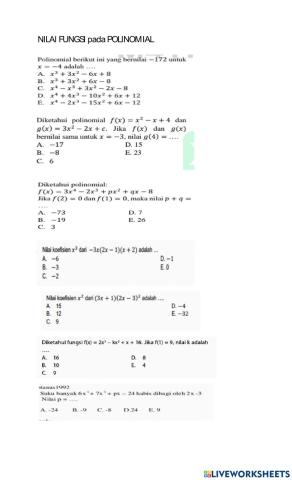 Nilai Fungsi Polinomial