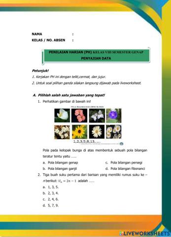 Penilaian Harian Pola Bilangan