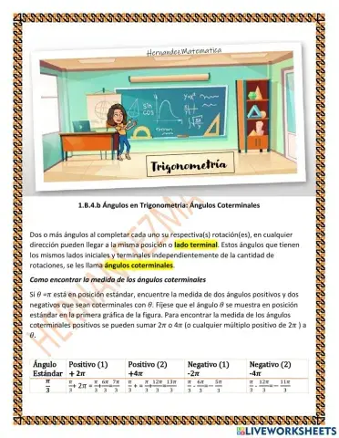 TRIG 1.B.4.b Ángulos en Trigonometría: Ángulos Coterminales en Radianes