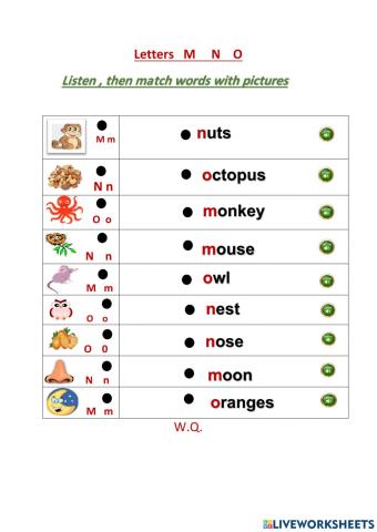 Letters M  N  O