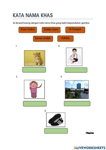 Kata Nama Khas Tahun 1