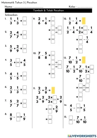 Tambah Tolak Pecahan