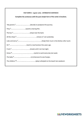 Past simple - regular verbs - affirmative