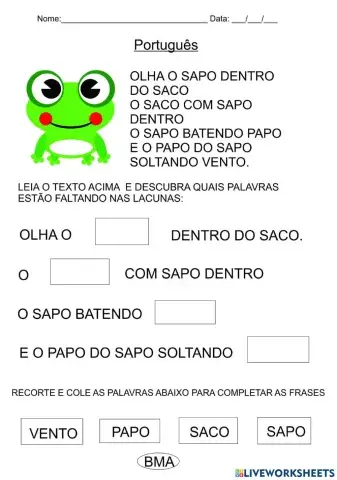 O Sapo - Texto e interpretação