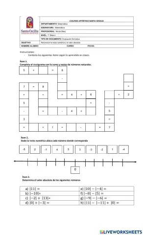 Recta númerica y valor absoluto