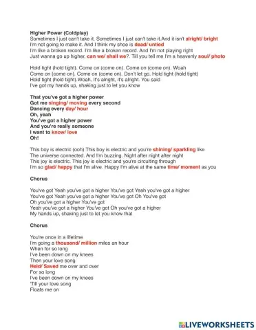 Higher Power (Coldplay