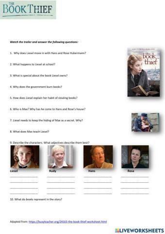 Trailer Task -The Book Thief