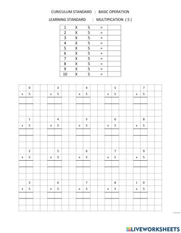 Multiplication of 5