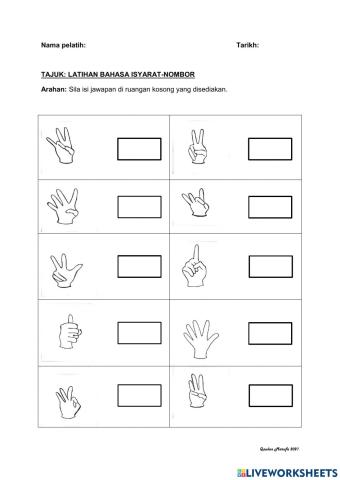 Bahasa isyarat nombor