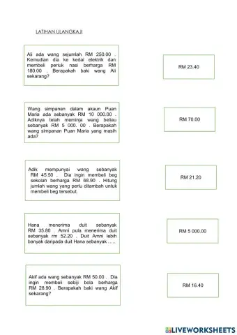 Penyelesaian Masalah Wang ( Operasi Tolak )