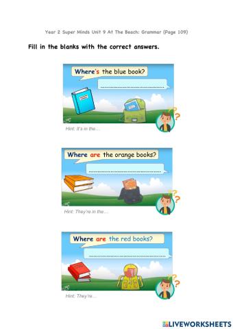 Year 2 Super Minds Unit 9 At The Beach: Grammar (Page 109)