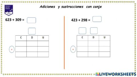 Adiciones y sustracciones con canje