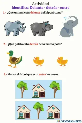 Delante - detràs - entre