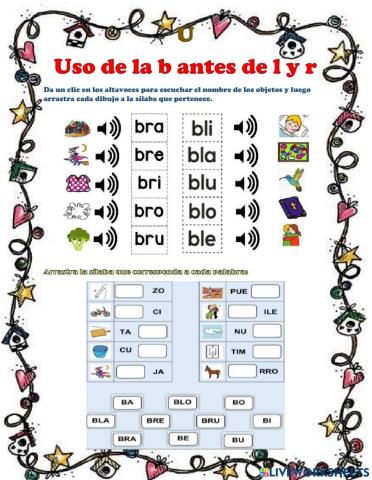 Uso de la b antes de l y r