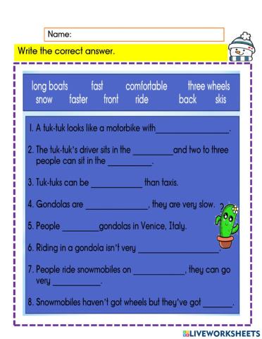 Different means of transport