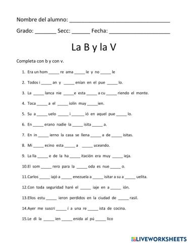 Ortografía de la B y la V