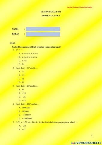 Latihan konsep pangkat