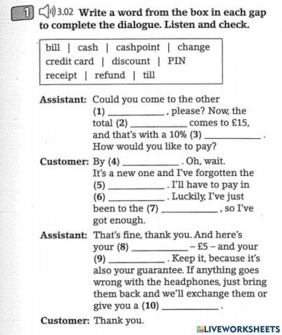 Words connected with spending money