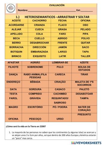 Evaluación - 1º estadio
