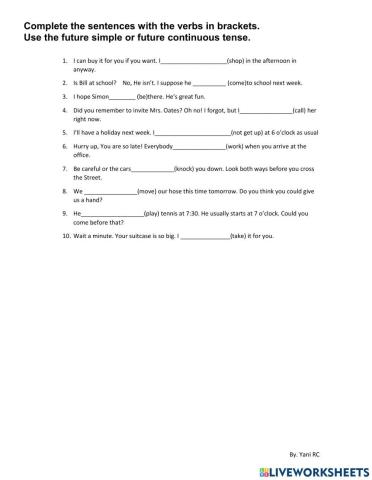 Future simple vs Future continuous