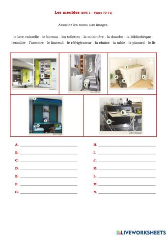 Les meubles - Défi 1 - Pages 70-71
