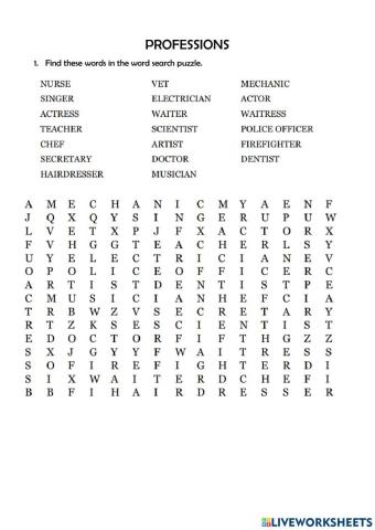 Užduočių bankas: Professions