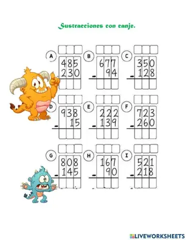 Sustracciones con canje