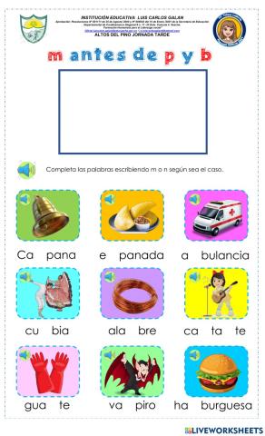 Reglas ortográficas. m antes de p y b