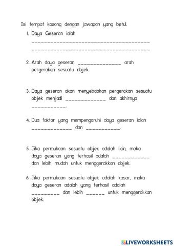 Sains tahun 6 maksud daya geseran, faktor dan kesan daya geseran