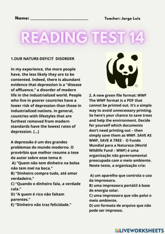Reading test