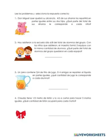 Problemas con división de fracciones