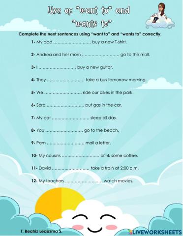 Using want to and wants to