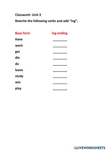 -ing- ending verbs