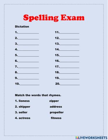 Spelling exam