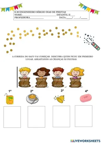 Brincadeira junina- corrida do saco