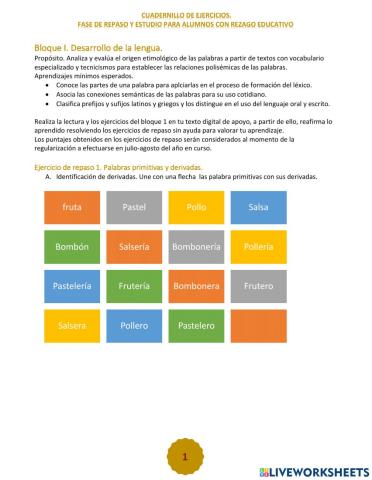 Palabras primitivas y derivadas