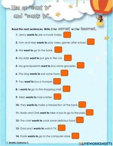 Using want to and wants to