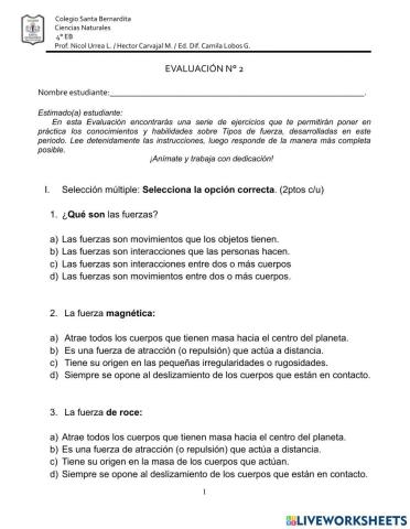 Evaluación fuerzas