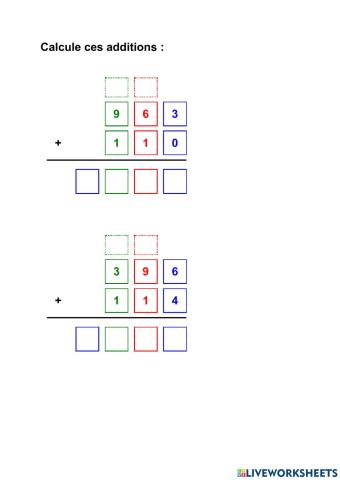 Les additions avec retenue-Additions posées