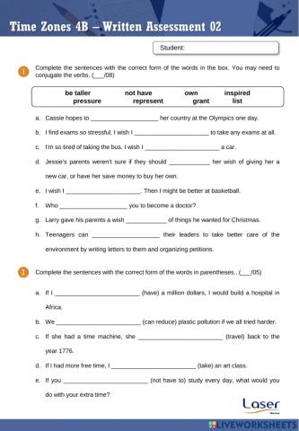 Time Zones 4 - Part B - Evaluation Exercises for Units 10 to 12